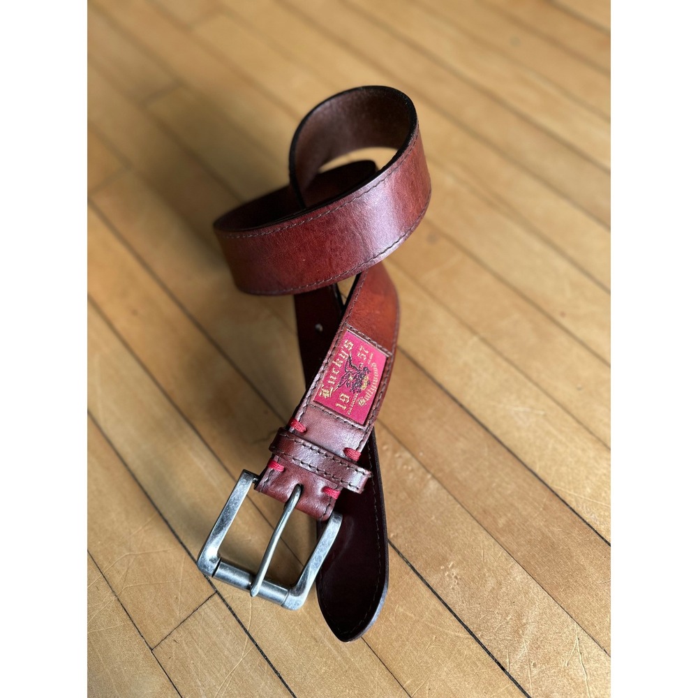 Lucky Brand 1.25" Lucky's Hollywood Patch Brown Leather Belt 32